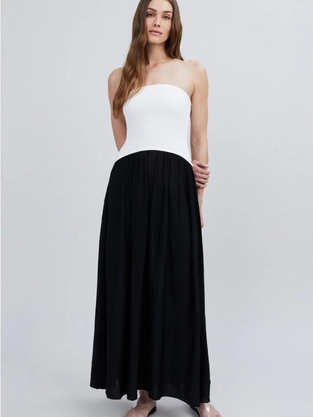 SOLID & STRIPED White and Black Maxi Dress